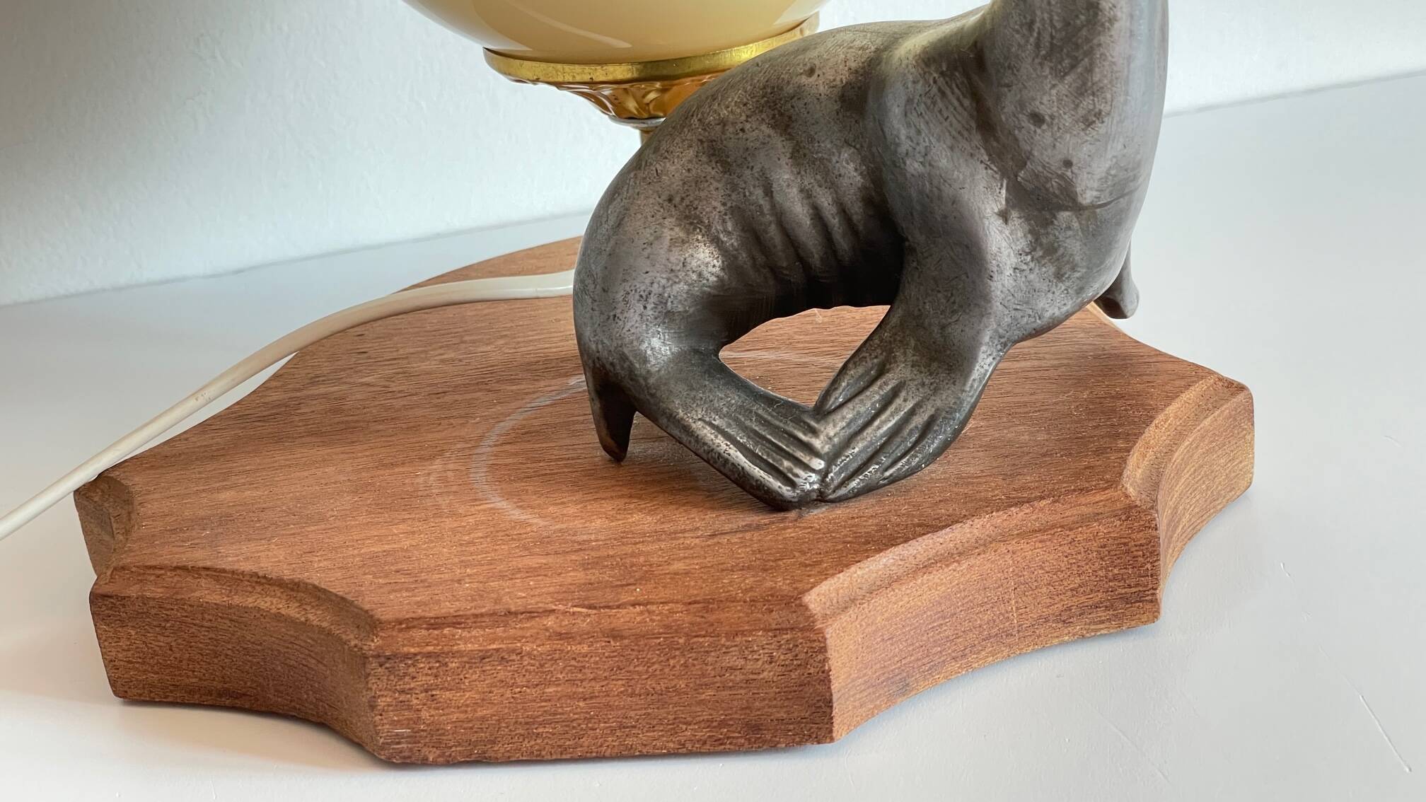 Art Deco Sea Lion blown glass lamp