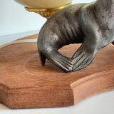Art Deco Sea Lion blown glass lamp
