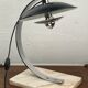 Midcentury chrome desk or table lamp, pink marble base