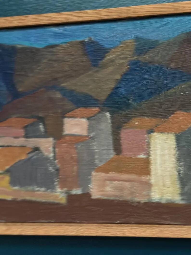 Swedish Oil on Canvas "Urban Landscape" by Johan Lundgren, Framed