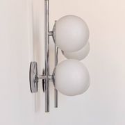 Pair of vintage wall lights in chrome metal and opaline, France 1970.