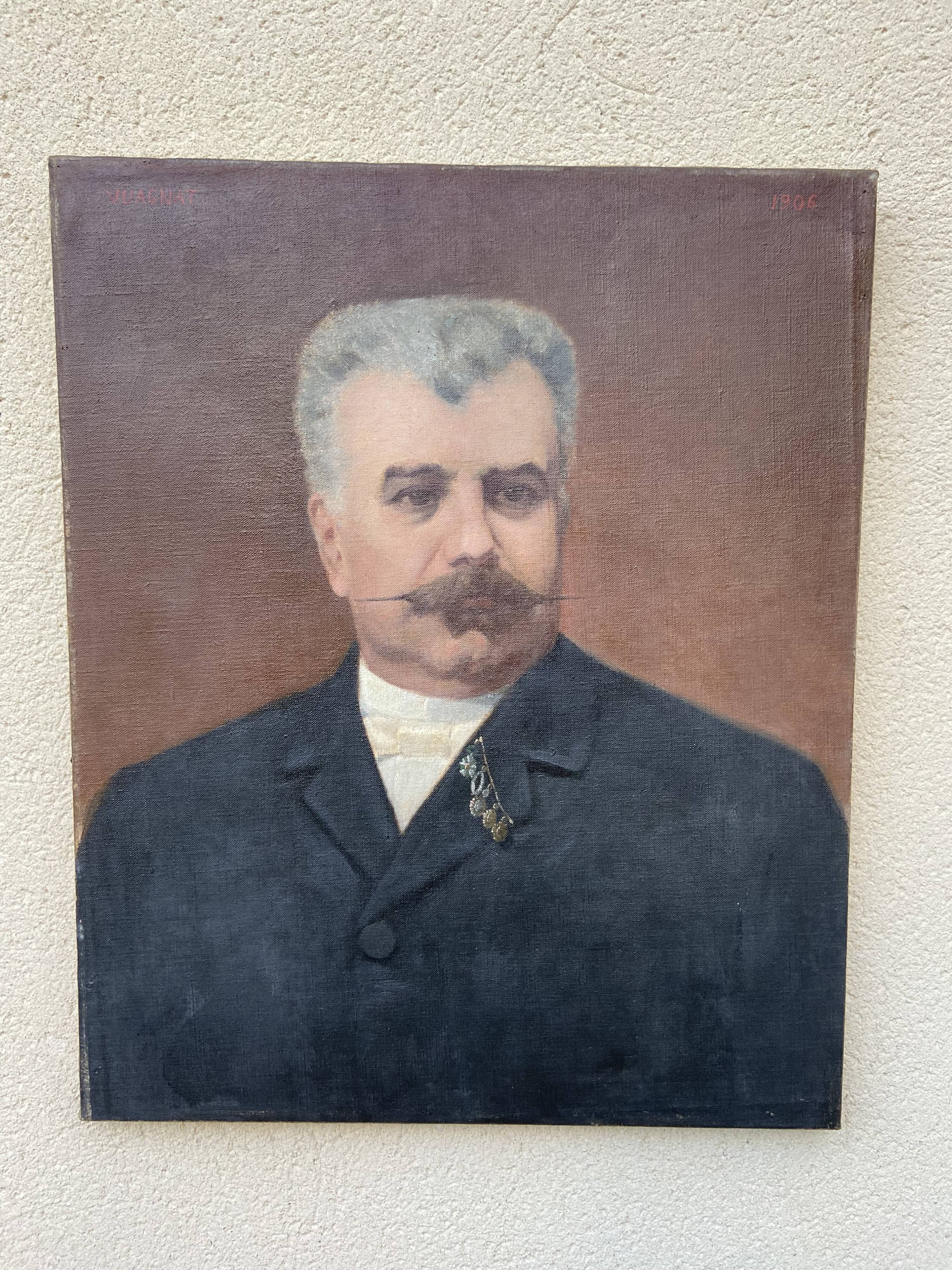 Portrait notable huile sur toile début XXème