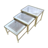 Nesting tables brass smoked glass and mirror