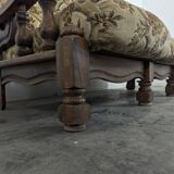 Rustic solid oak sofa with floral decoration