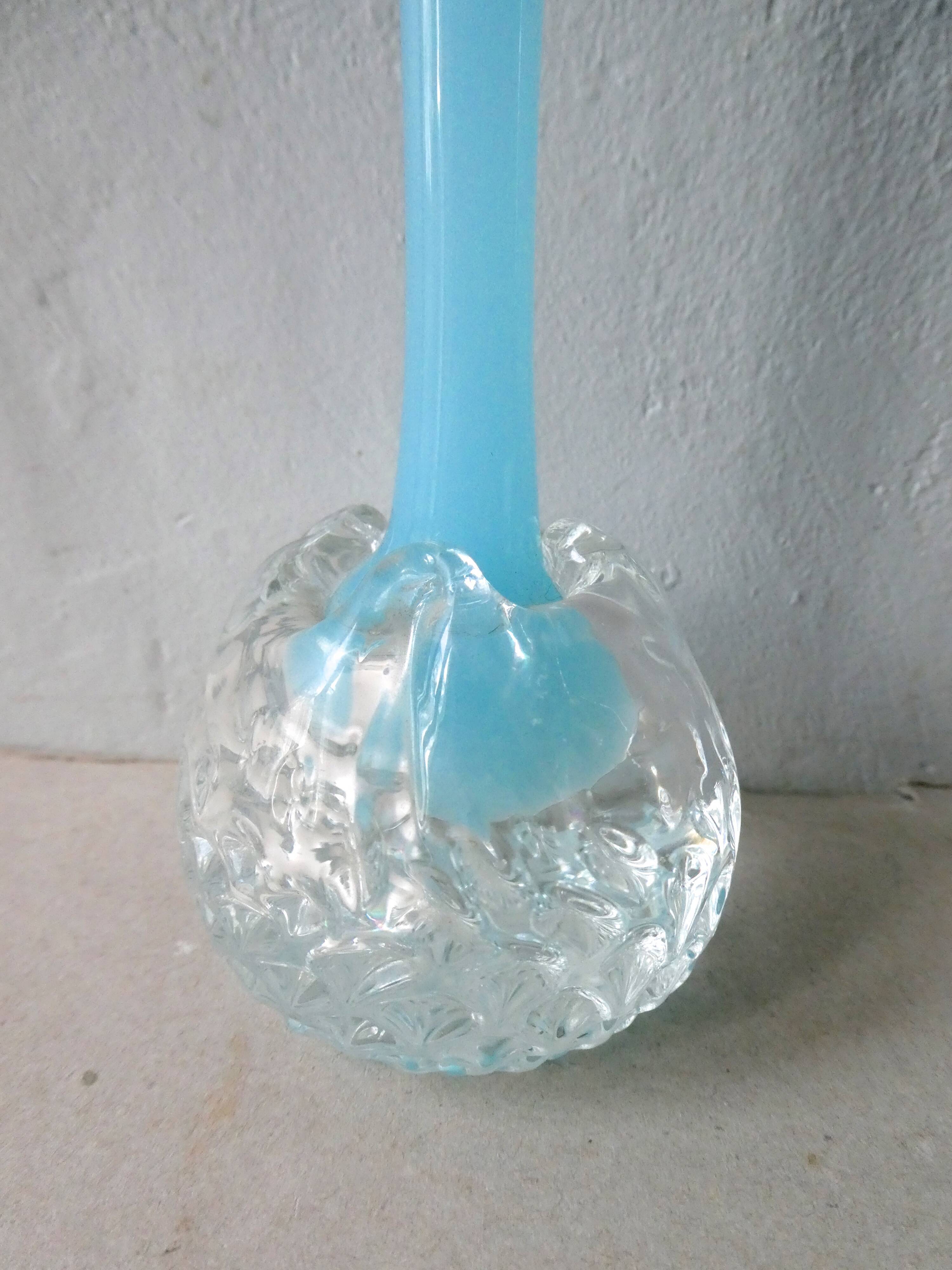 Glass and blue opaline vase