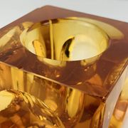 Bougeoir ice cube verre ambré années 60