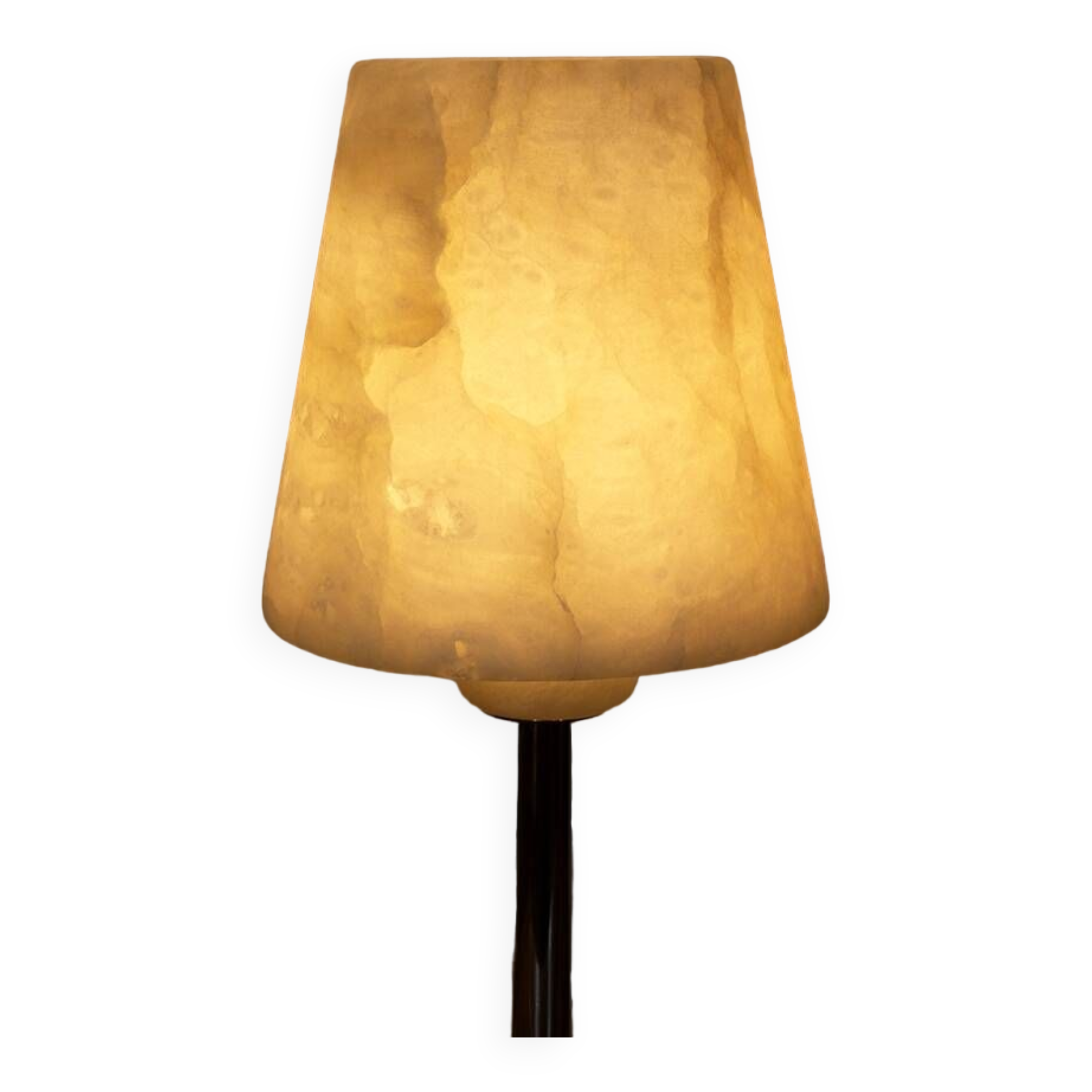Chromed Metal And Alabaster Table Lamp, Spain, 1980's