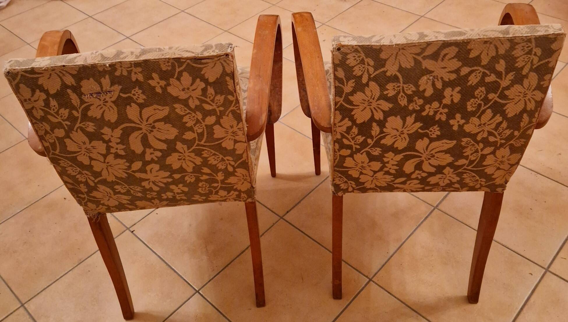 Pair of Art Deco curved wood armchairs – 1930s