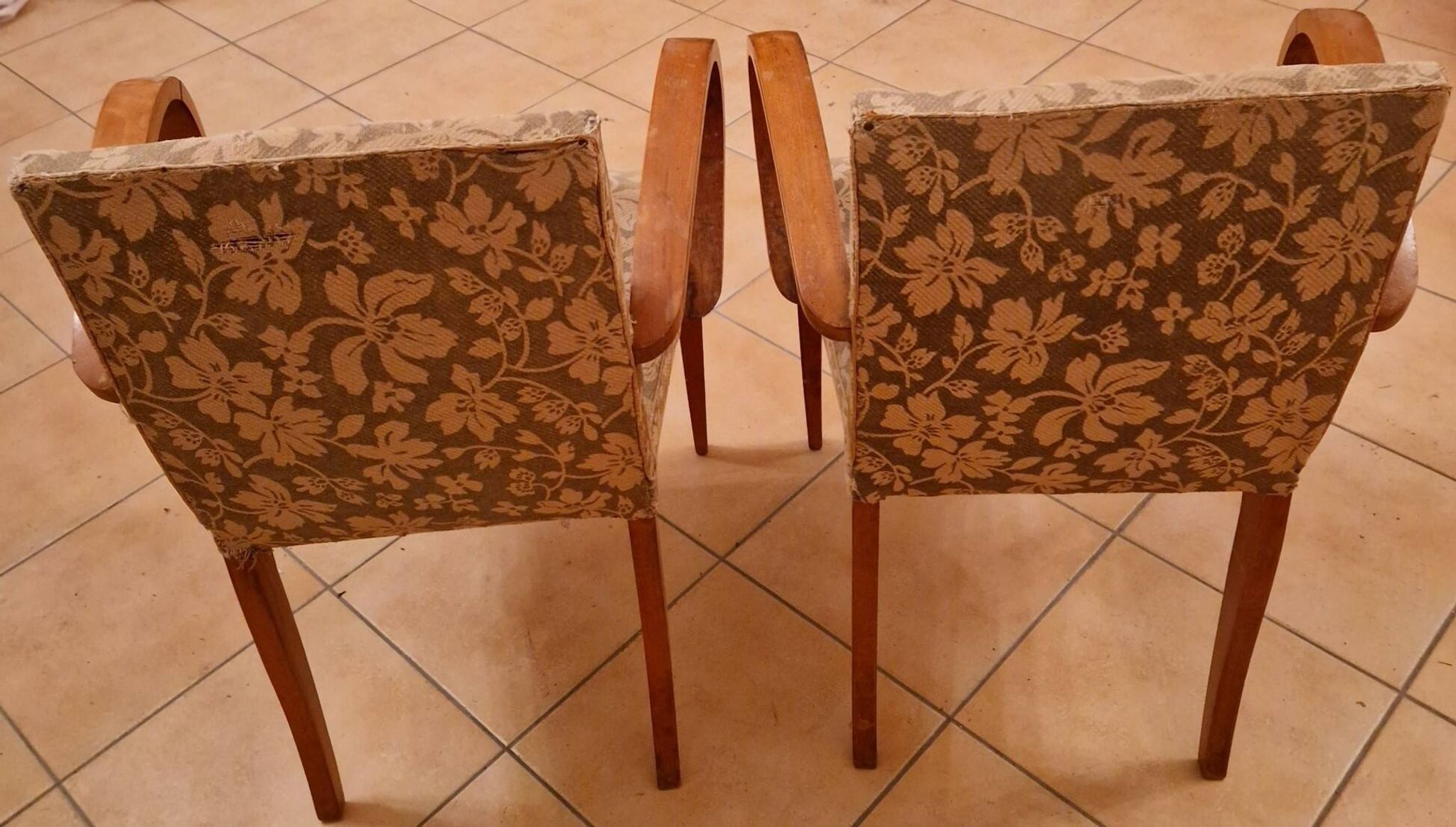 Pair of Art Deco curved wood armchairs – 1930s