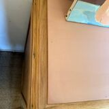Vintage chest of drawers with oak veneer and gold handles