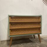 Vintage rattan chest of drawers 1960