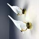 Pair of "Calla Lily" leaf-shaped wall sconces, Murano glass & gilt brass, Italy 1970s