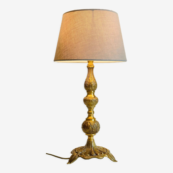 Lampe laiton massif et tissu