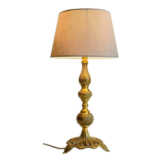 Lampe laiton massif et tissu