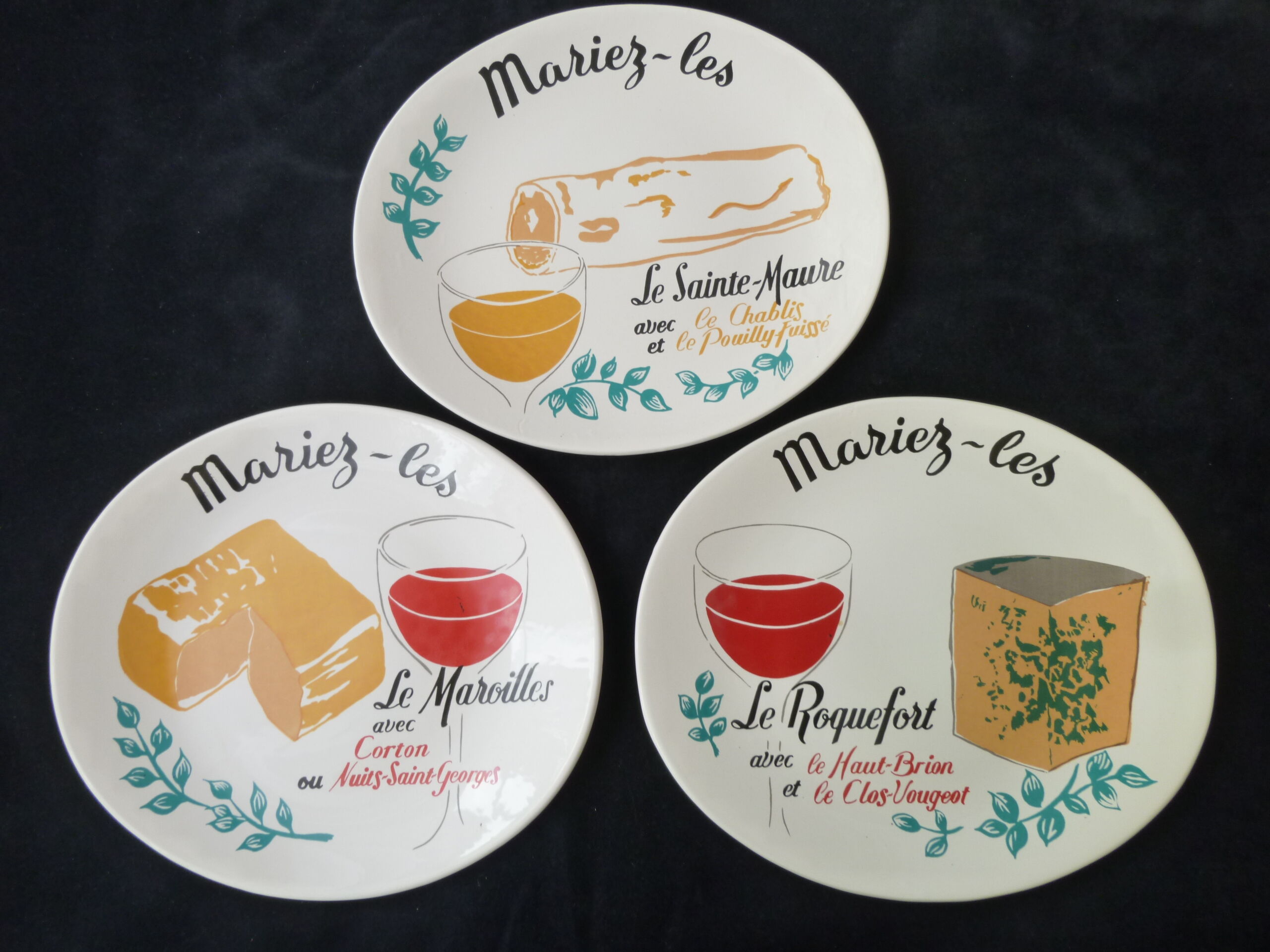 Set of 6 Cheese Plates in Salins Faïence "Marions Les"