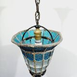 Suspension à lumière en verre bleu