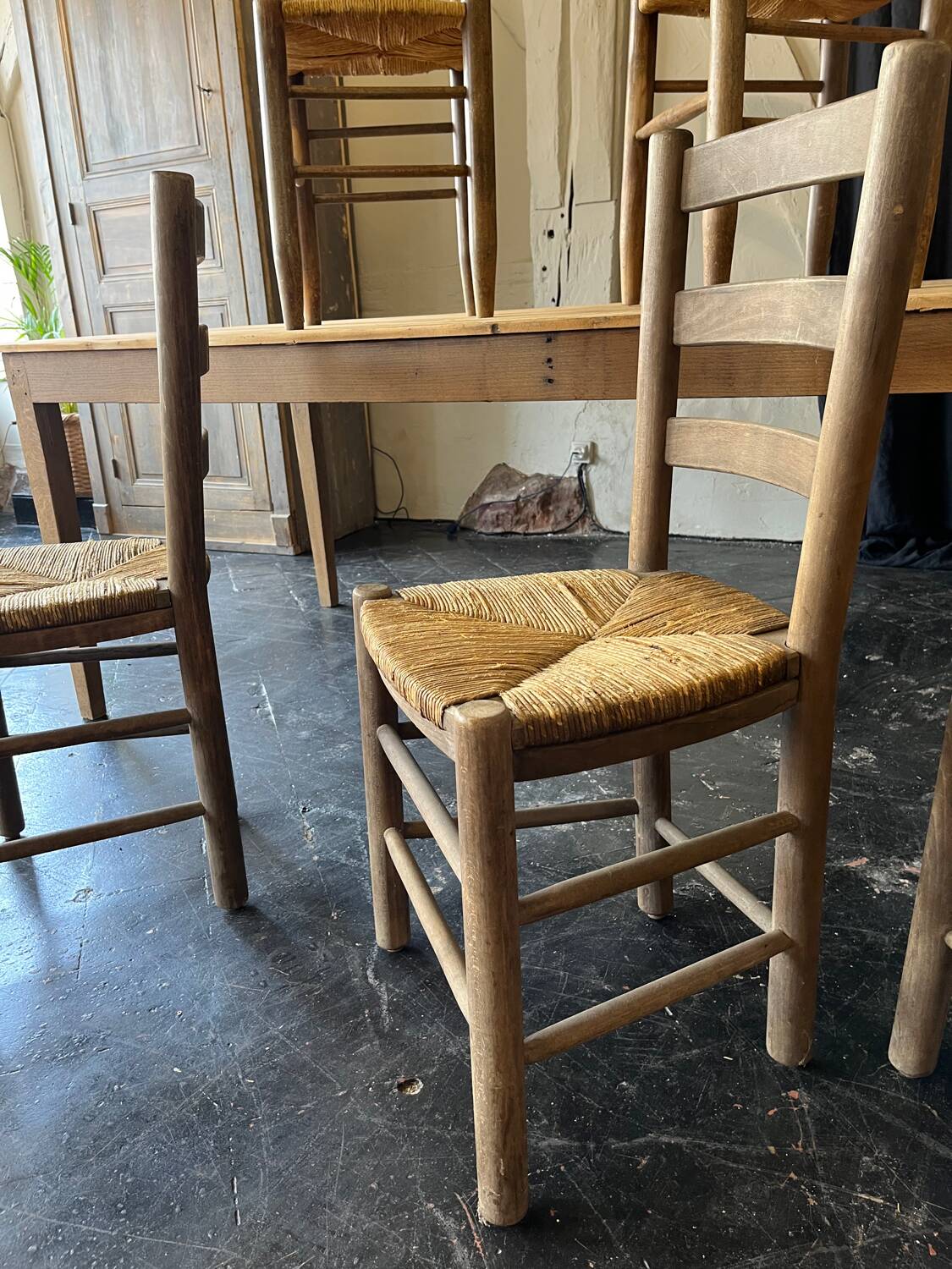 Lot of 6 straw chairs from the end of the 19th century