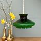 Vintage suspension lampshade in green and white opaline.
