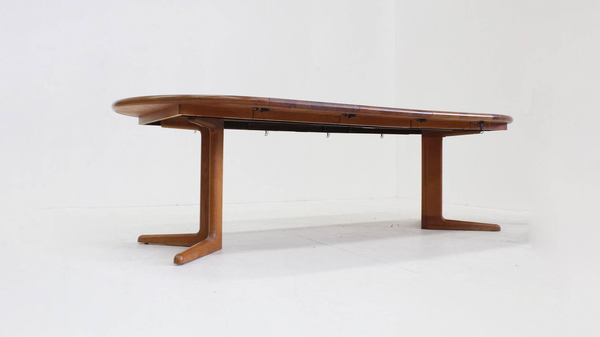 Vintage Danish oval extendable dining table solid teak 1960s XL