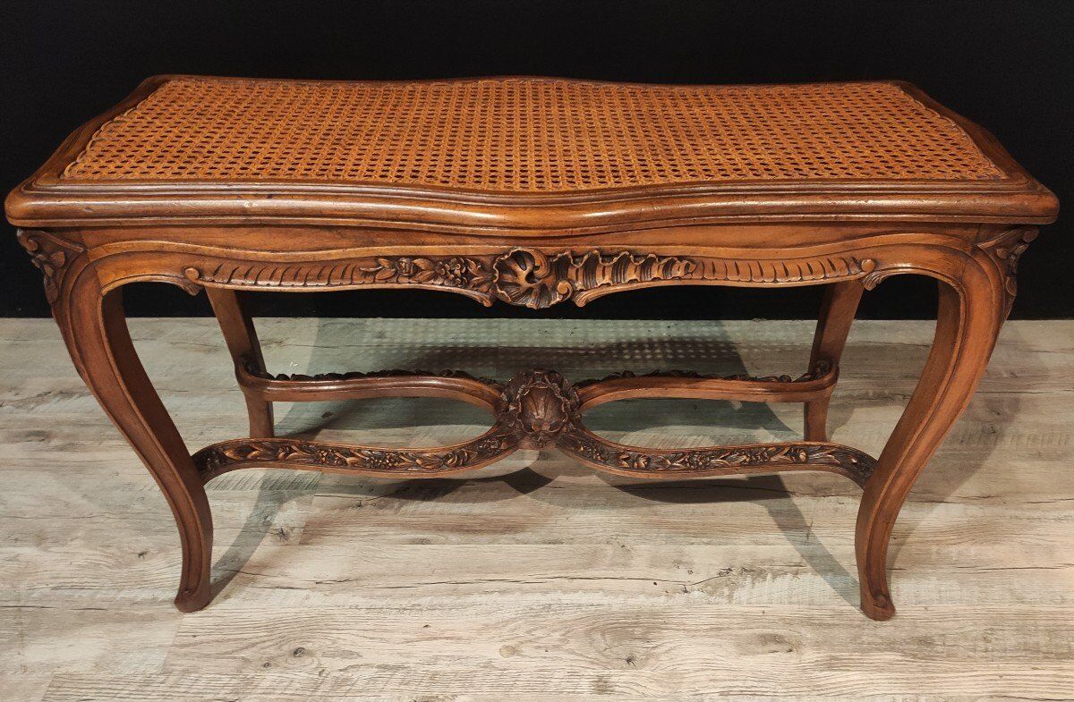 Piano bench cannée  Louis XVI style with two seats