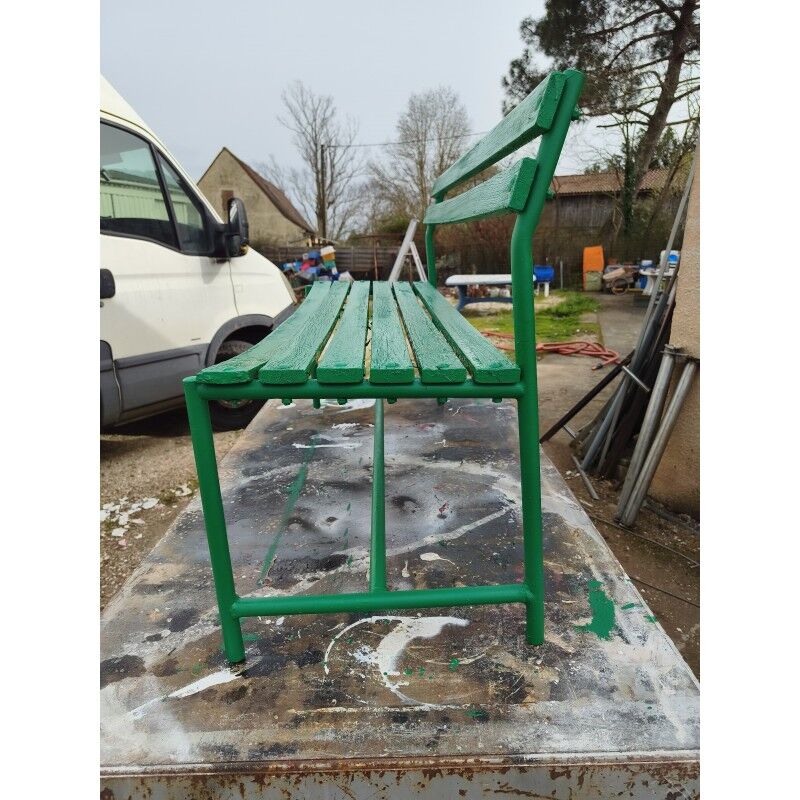 Banc des années 50 en fer et bois