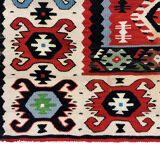 Handmade vintage runner rug red wool turkish area rug - 81x200cm