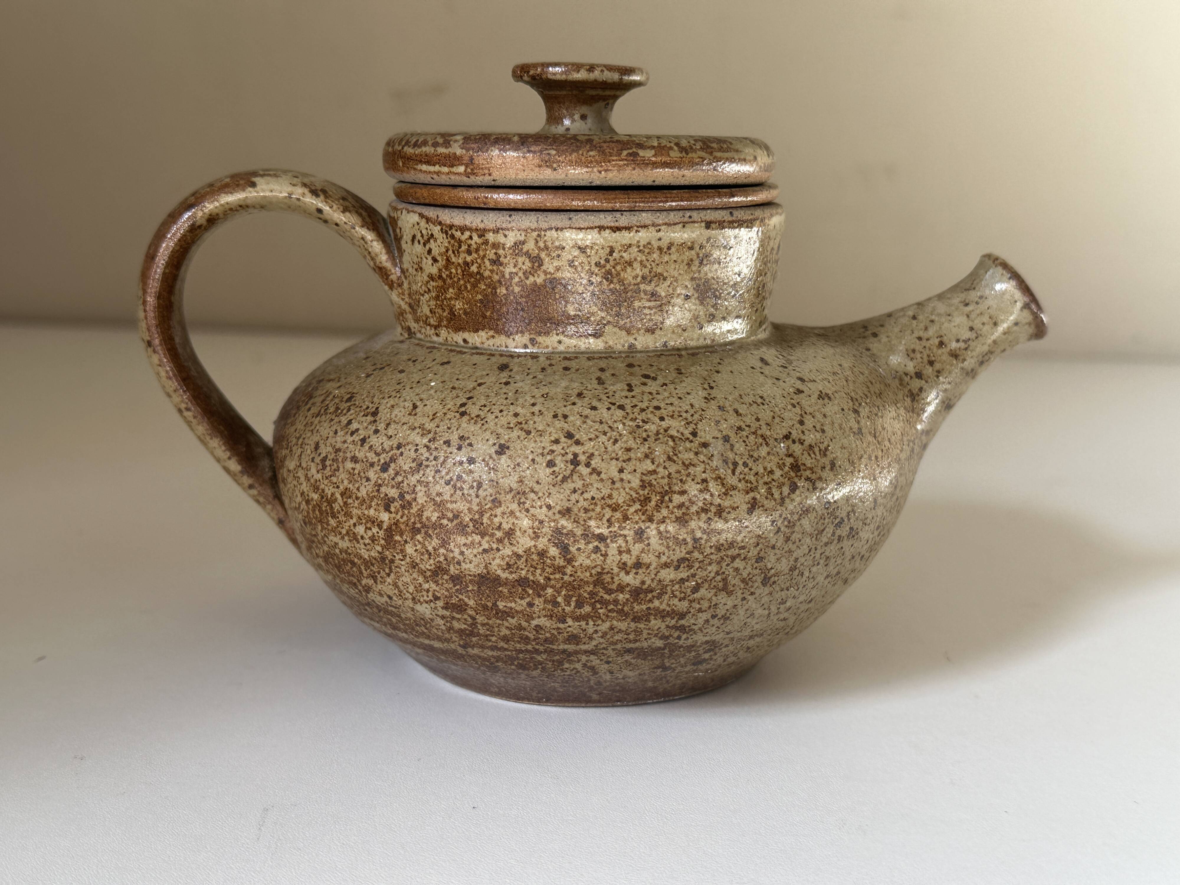 Vintage 60s signed stoneware teapot