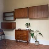 Vintage teak wall bookcase