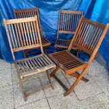 Set of 4 folding garden chairs in exotic wood