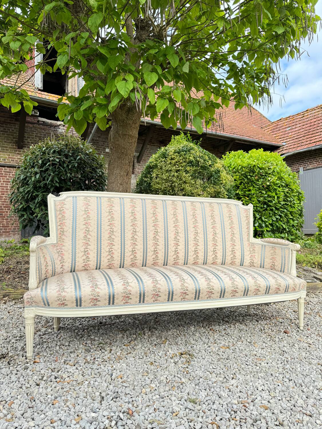 Large Sofa In Painted Wood From Louis XVI XVIII Eme Century