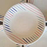 6 Longchamp earthenware dessert plates from the 50s, multi-colored