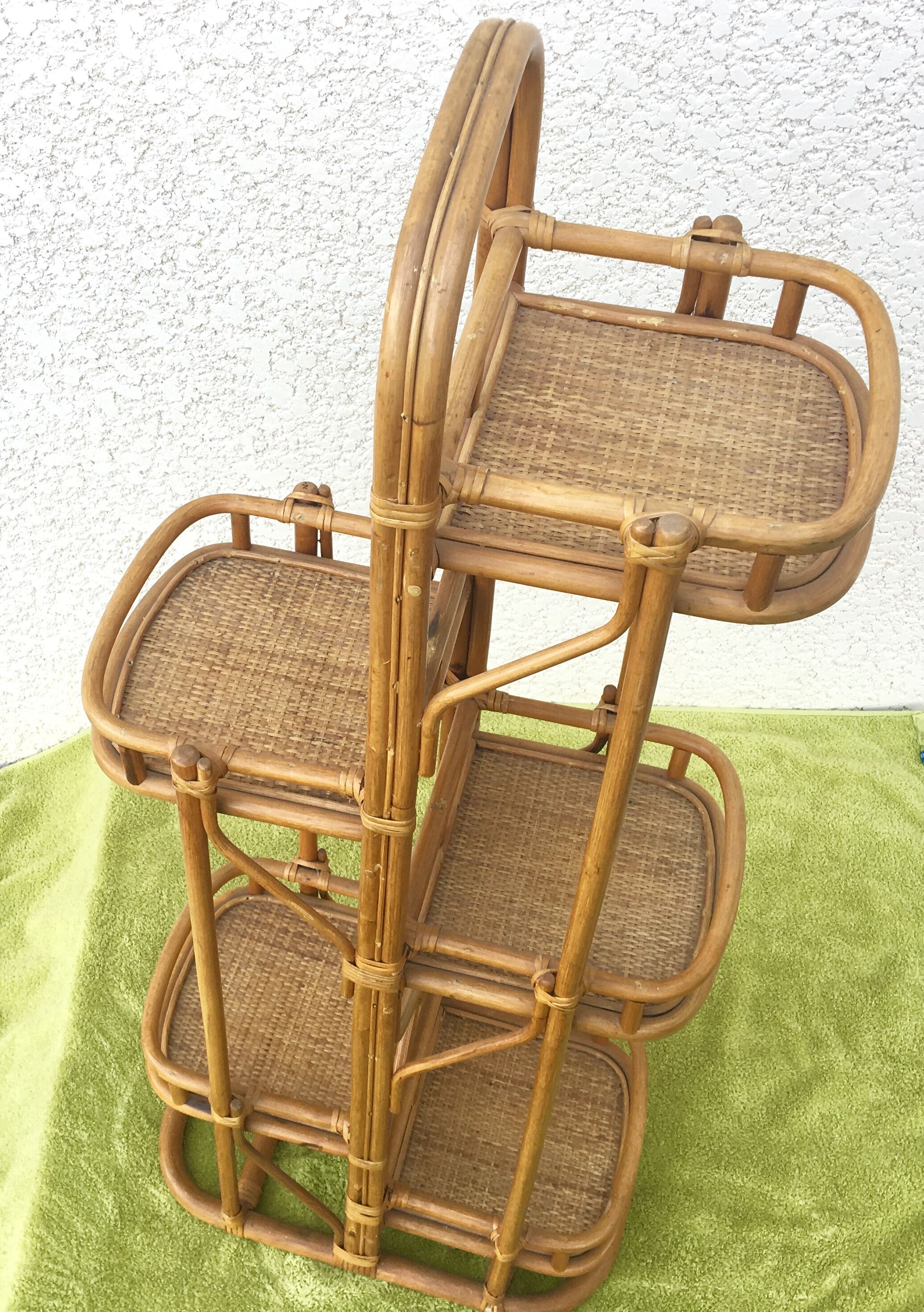 Rattan and bamboo plant rack from the 70s