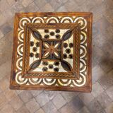 Moroccan camel bone marquetry wooden table for bedroom or living room