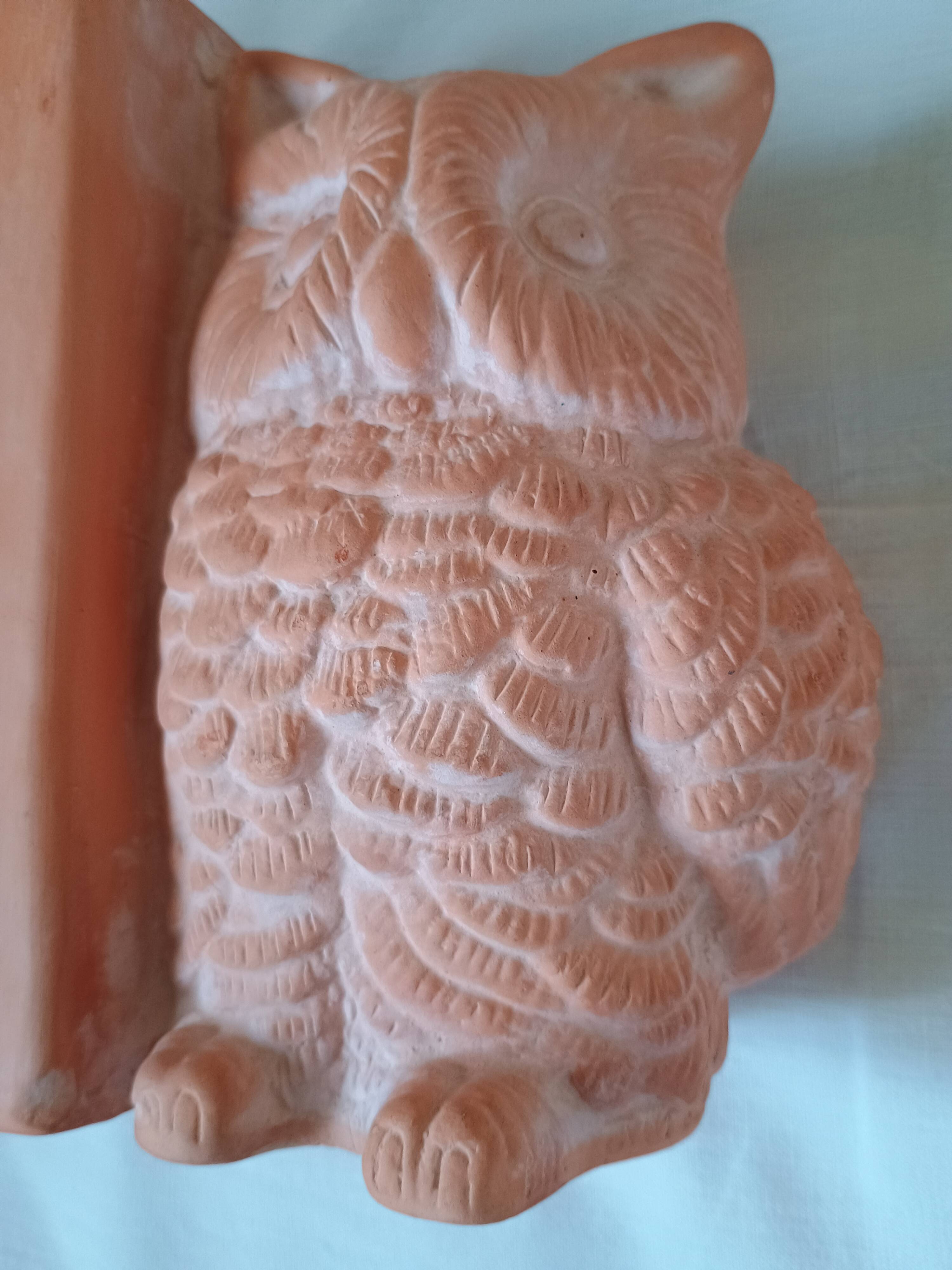 Serre livres paire - Hibou Chouette et livre - terre cuite brute - moderne