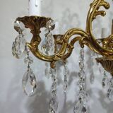 6-light bronze and crystal cage chandelier