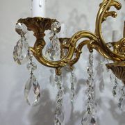 Lustre cage 6 lumières bronze et cristal