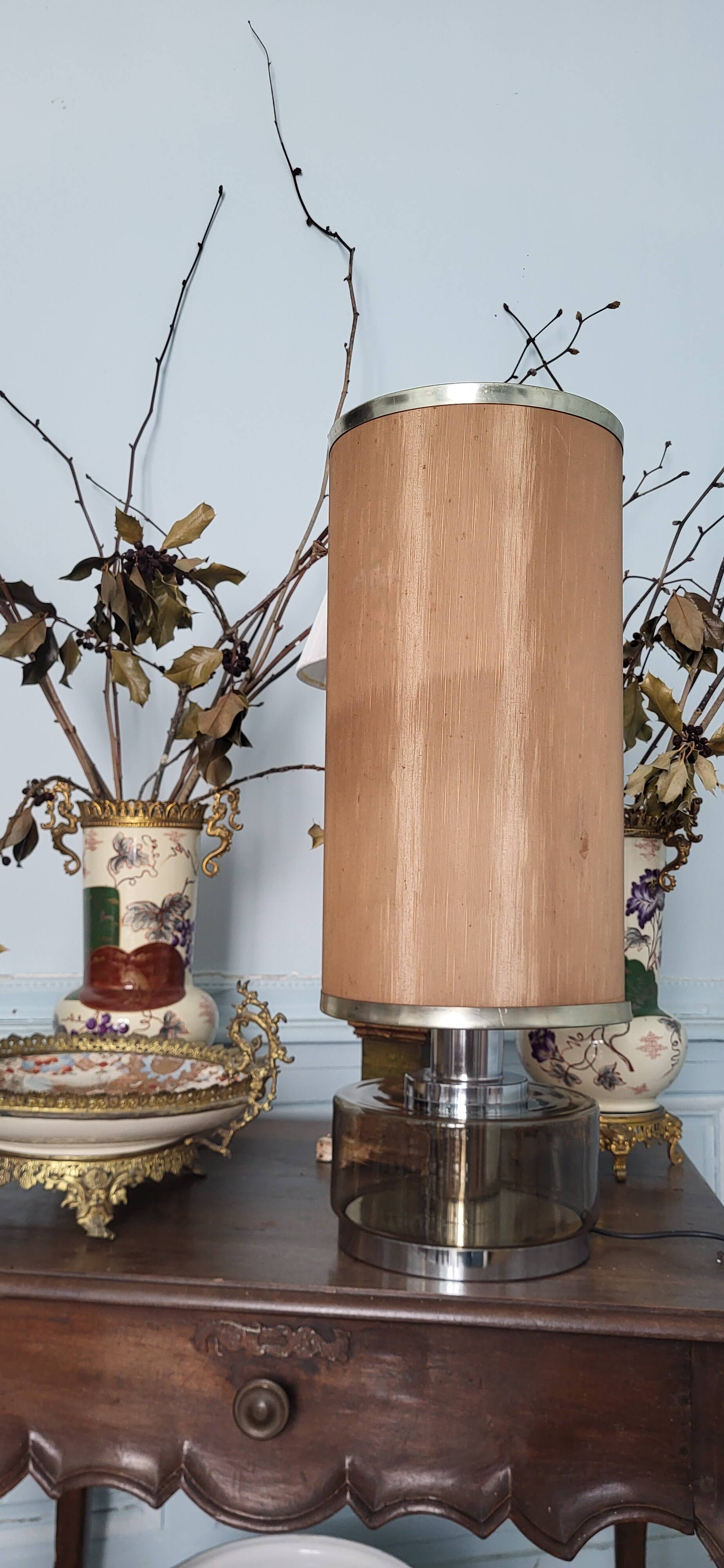 Smoked glass lamp from the 70s