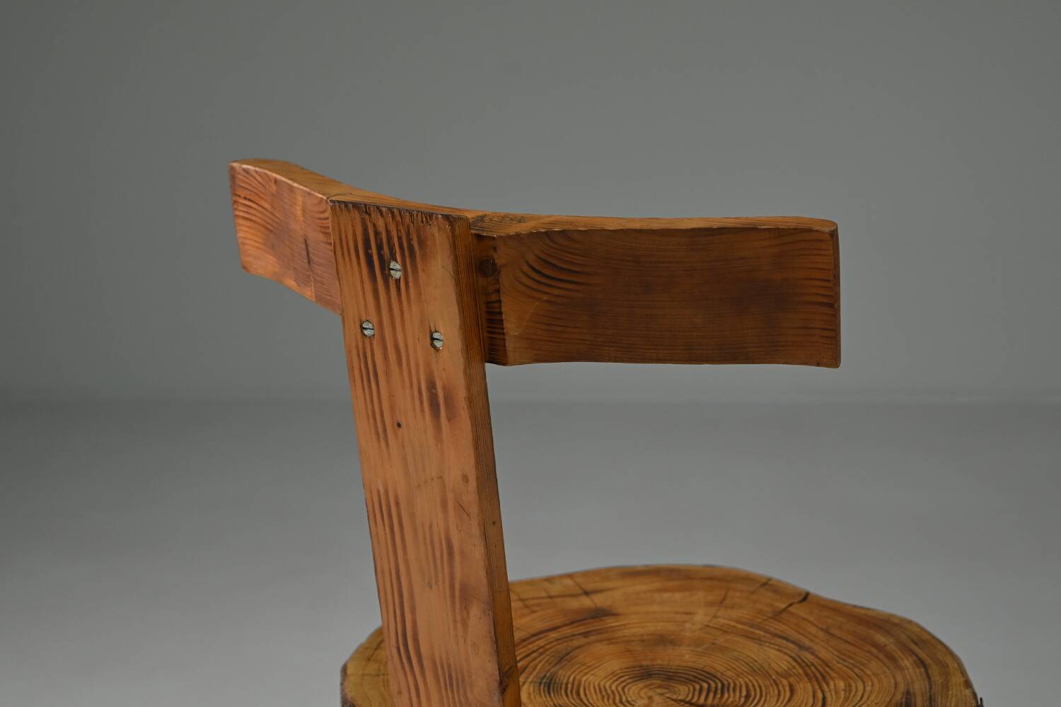 Set brutalist tree trunk chairs, 1970s France.