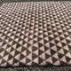 Very large Moroccan Berber rug in cream and burgundy 450x300 cm with a triangular pattern.