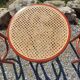 3 wooden bar stools with caning
