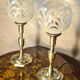 pair of brass bedside lamps and glass ball 32x160