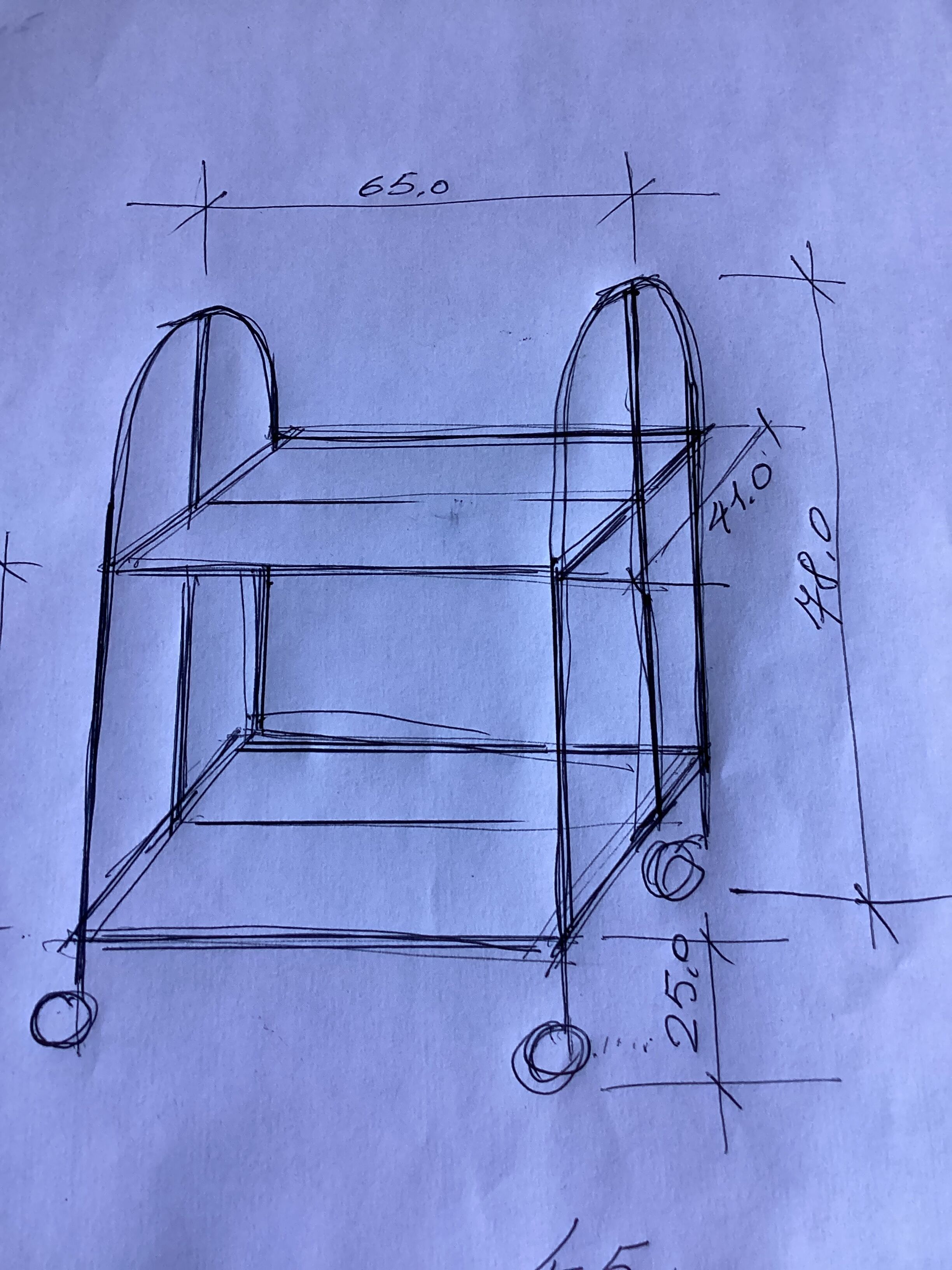 Folding dessert table with castors
