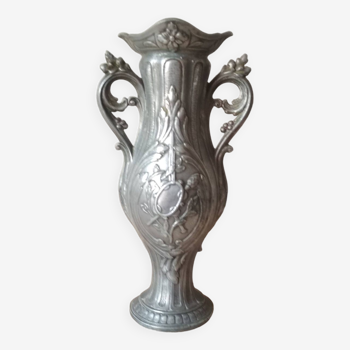 Art Nouveau style pewter vase - amphora vase