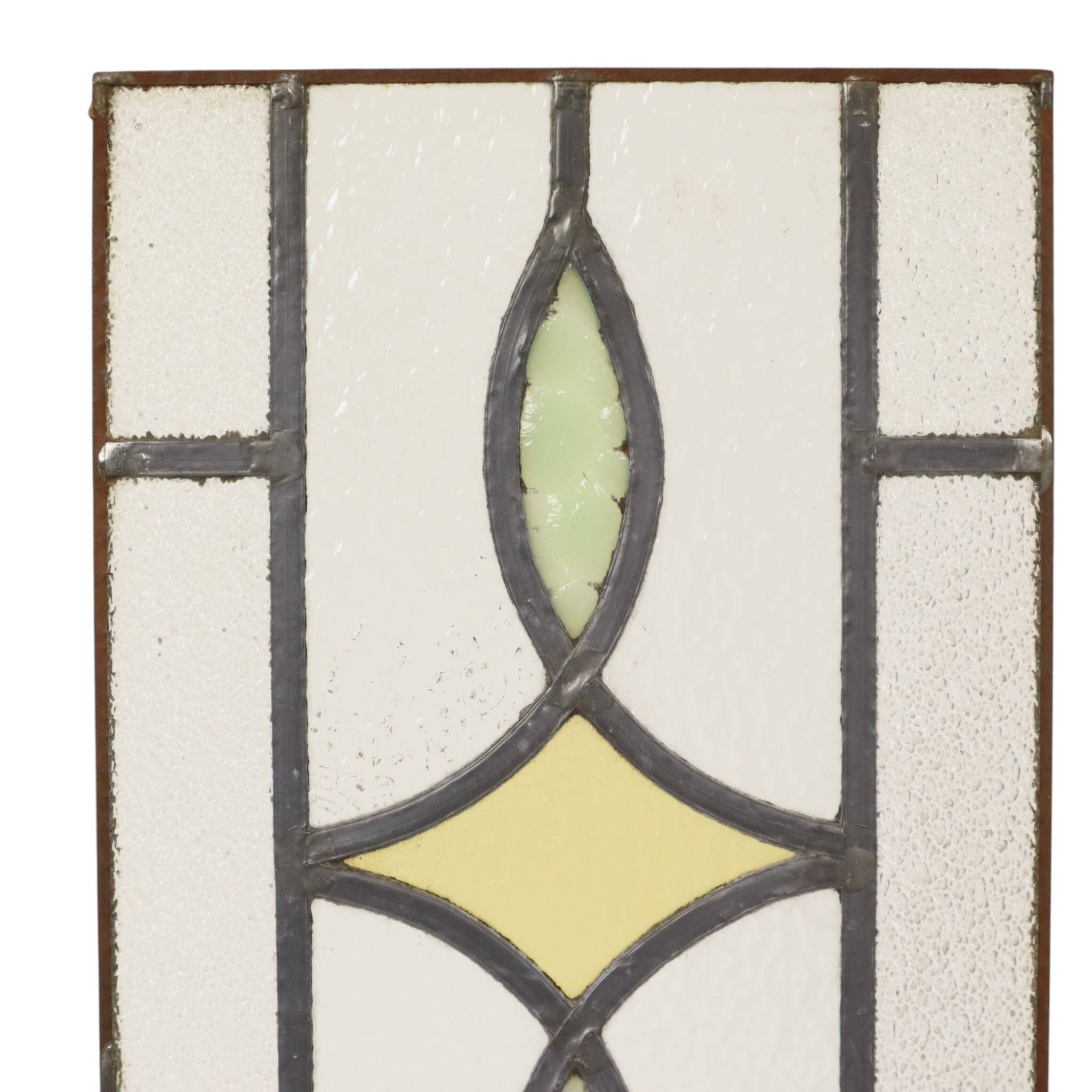 Art Deco Geometric Stained Glass Window 51x24cm