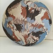 Coupe en terre mêlée d'Apt – Signée Bernard – Décor marbré polychrome