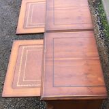 2 old wooden bedside tables with leather top