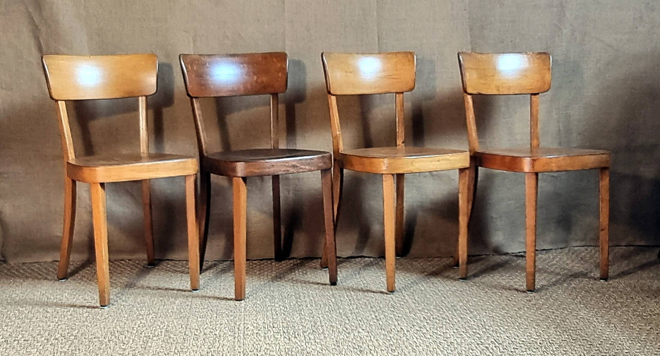 Set 4 chaises bistrot "Classic" de Horgen-Glarus Suisse années 50
