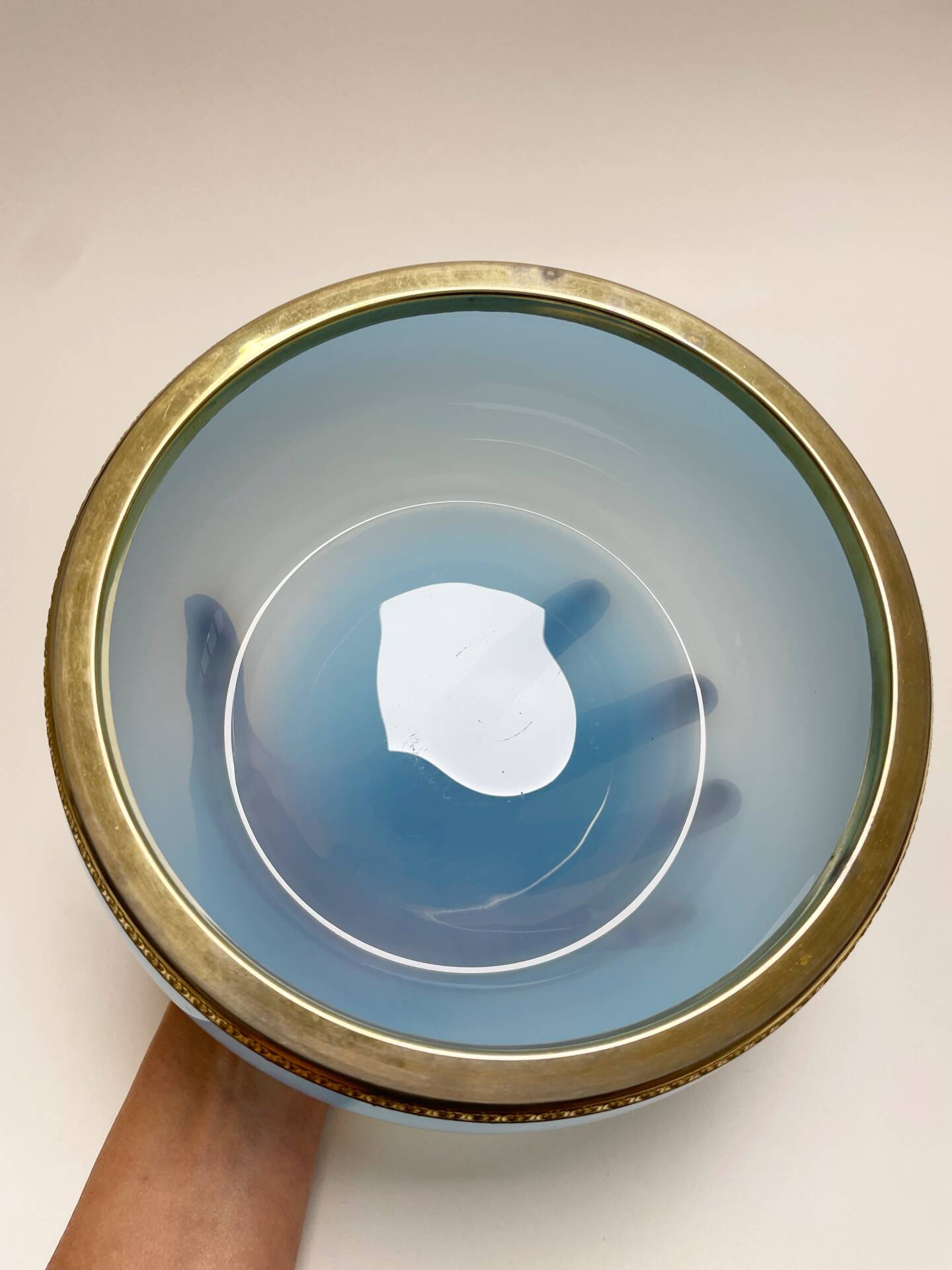 Sky blue opaline glass bowl