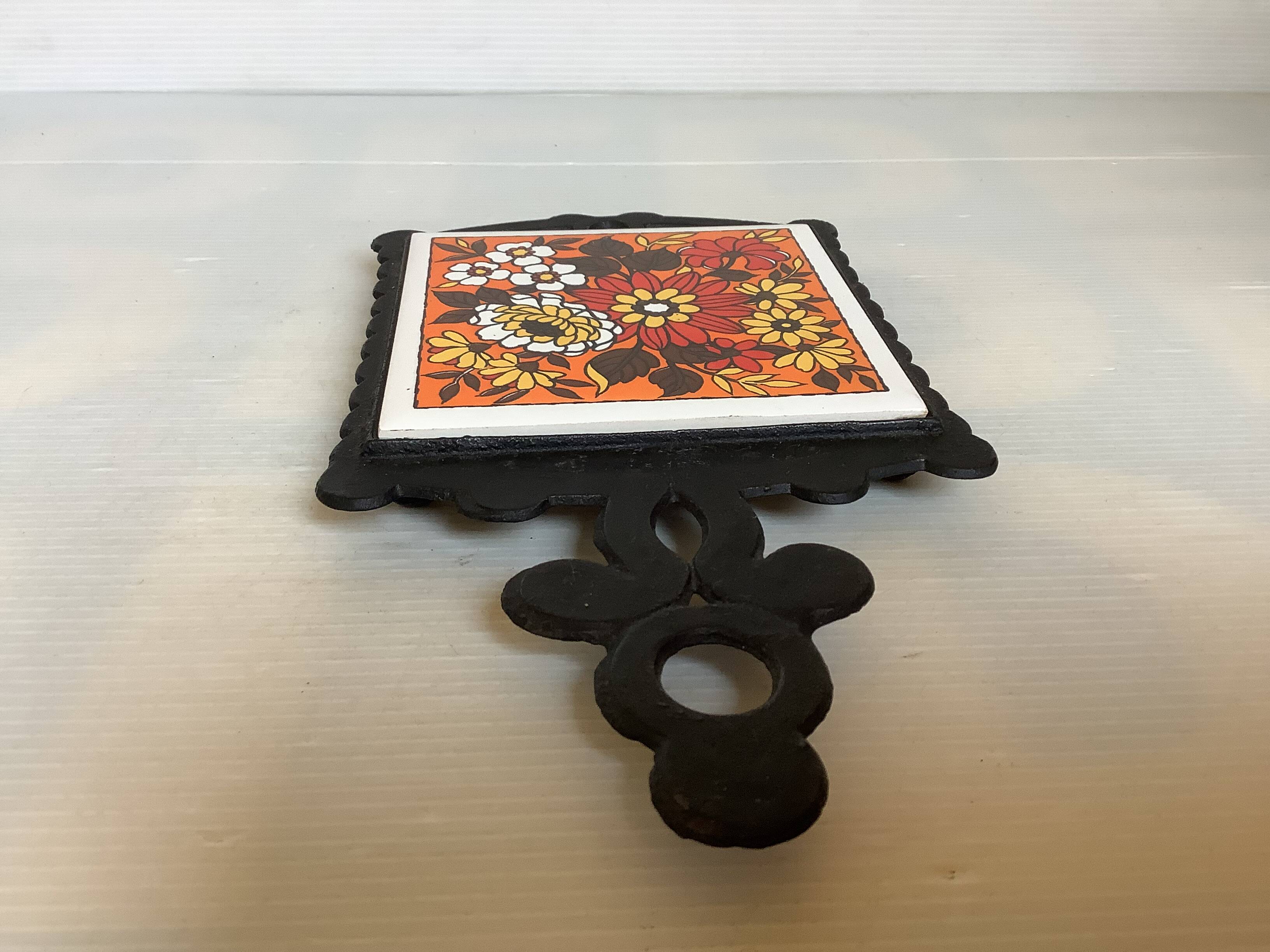 Yellow-orange teapot trivet Japan