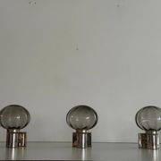 Set of 3 grey glass and chrome wall lights from the mid-century by N Leuchten, 1960s, Germany.